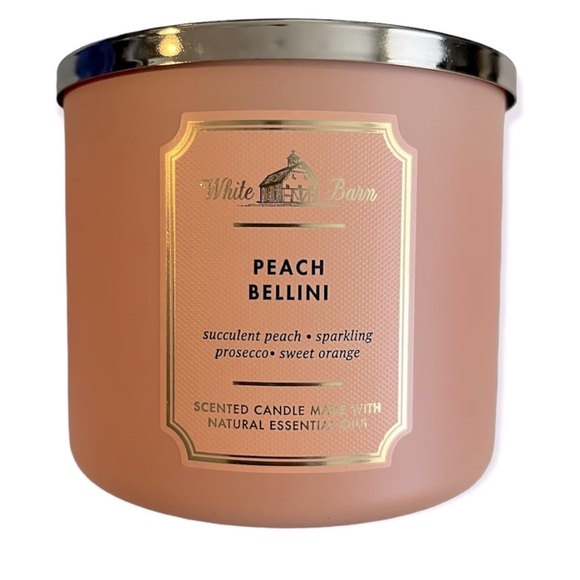 Bath and Body Works White Barn 3 Wick Scented Candle Peach Bellini - Picture 1 of 8